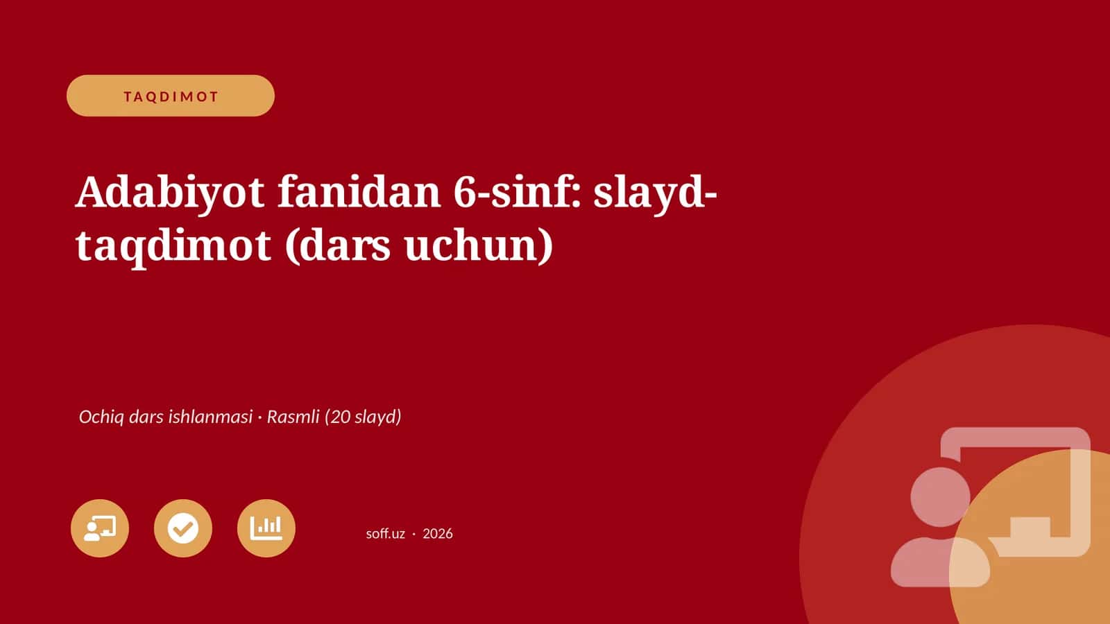 Adabiyot fanidan 6-sinf: slayd-taqdimot (dars uchun) 1