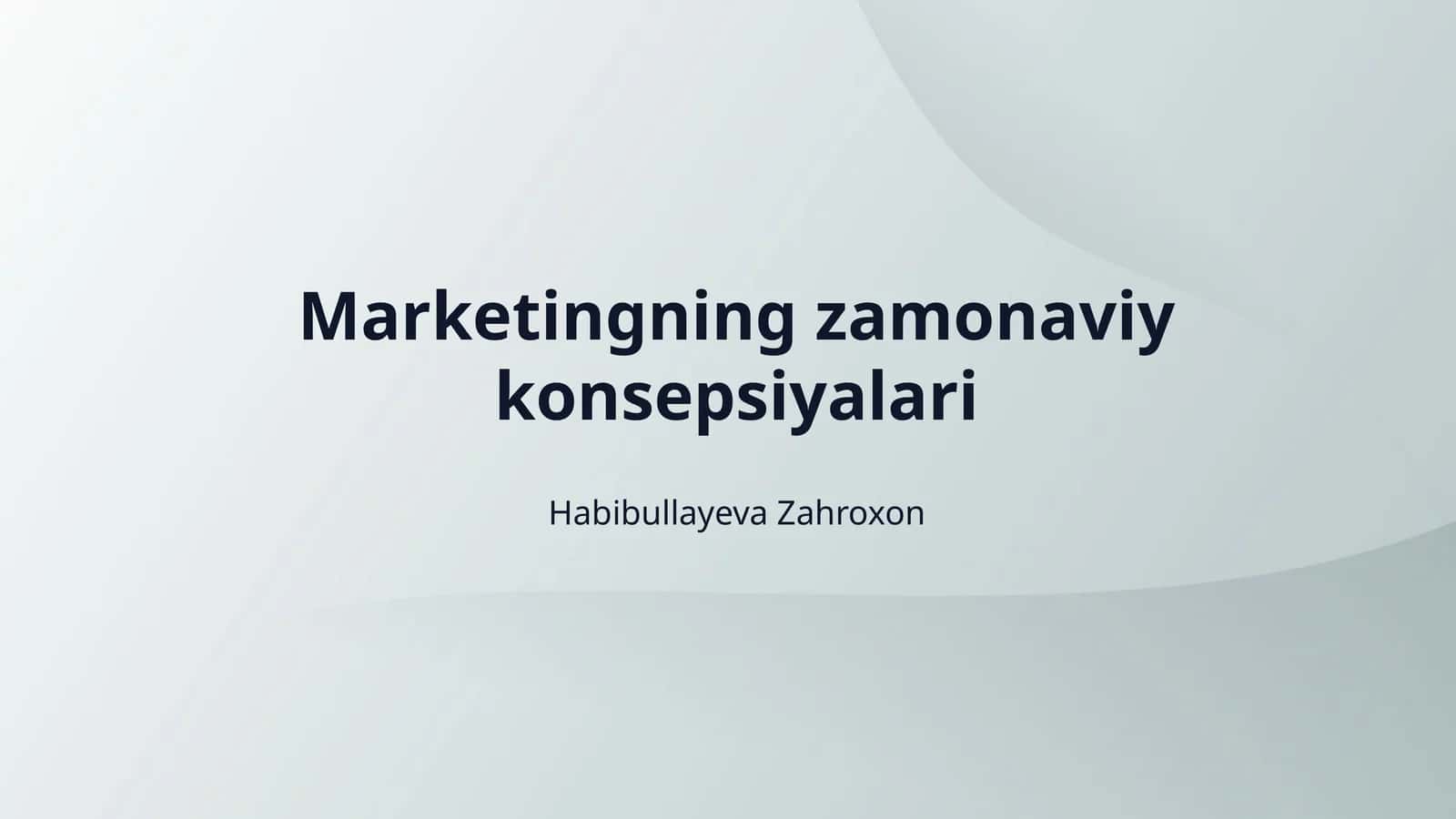 Marketingning zamonaviy konsepsiyalari 1