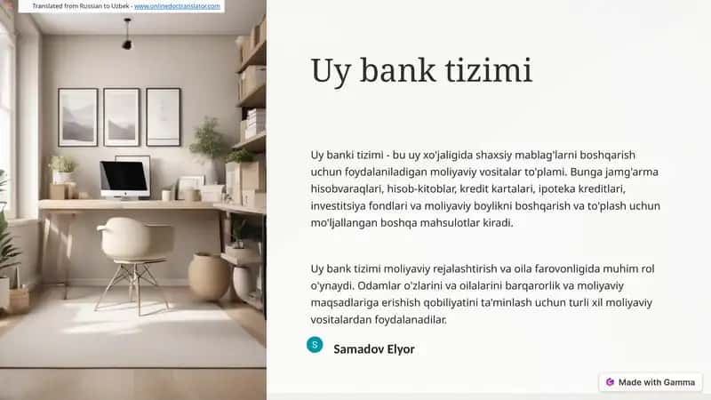 Uy bank tizimi 1