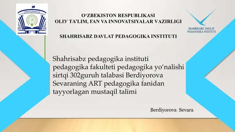 San'at pedagogikasi pedagogikaning maxsus yo'nalishi sifatida 1