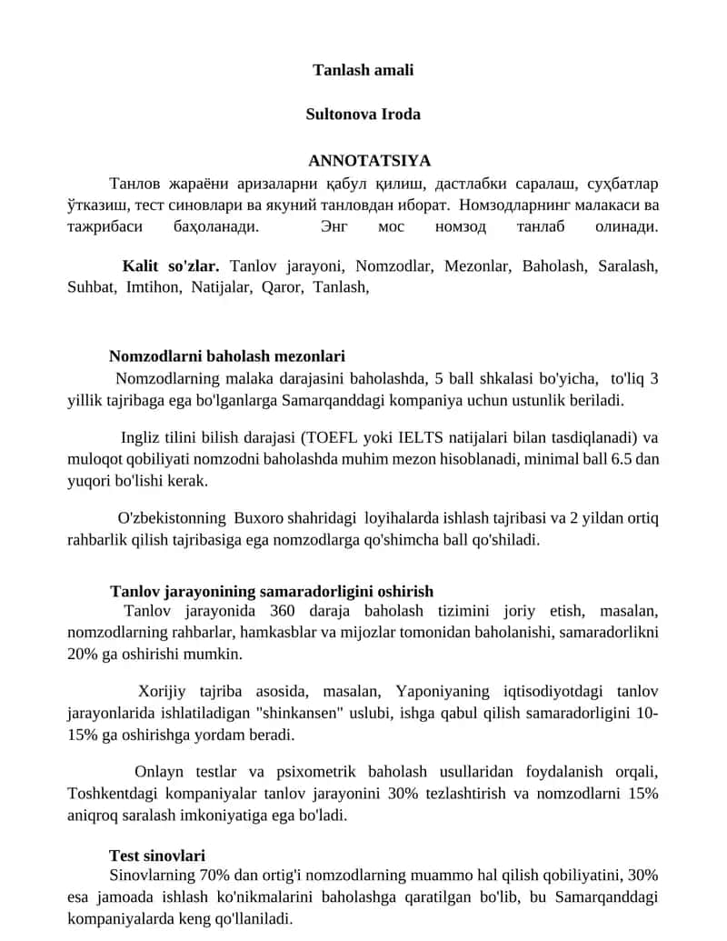 Tanlash amali 1