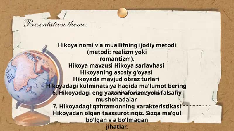 Hikoya nomi v a muallifning ijodiy metodi 1