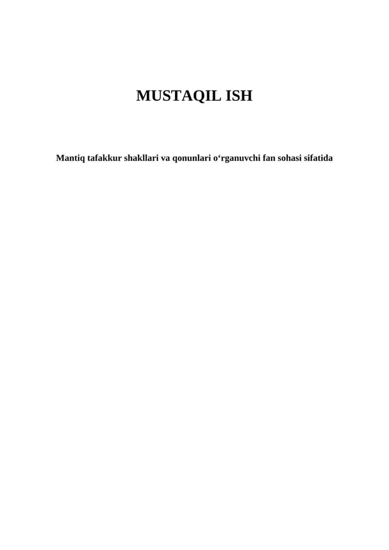 Mantiq tafakkur shakllari va qonunlari 1