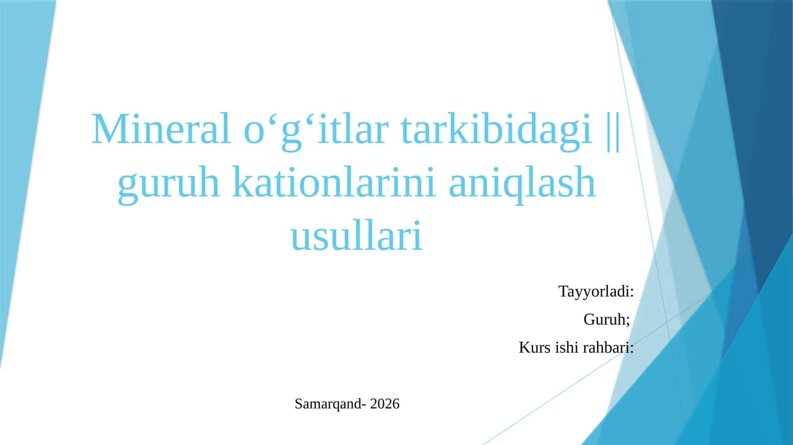 Mineral oʻgʻitlar tarkibidagi guruh kationlarini aniqlashusullari 1