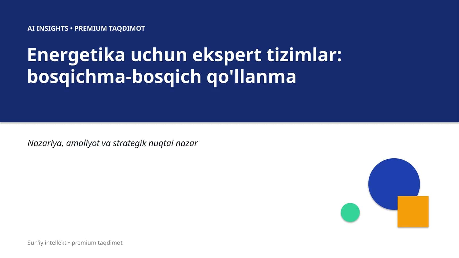 Energetika uchun ekspert tizimlar 1