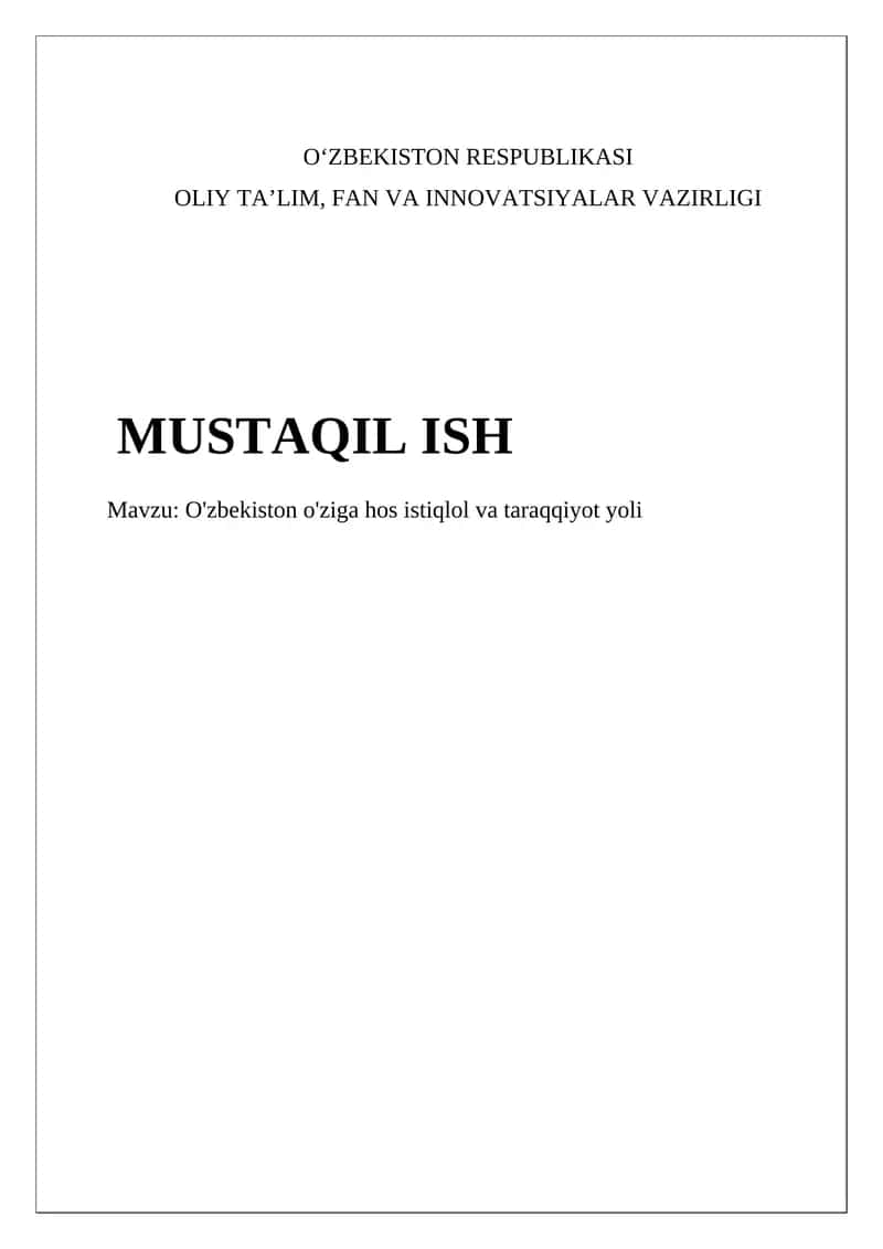 O'zbekiston Mustaqilik yoli 1