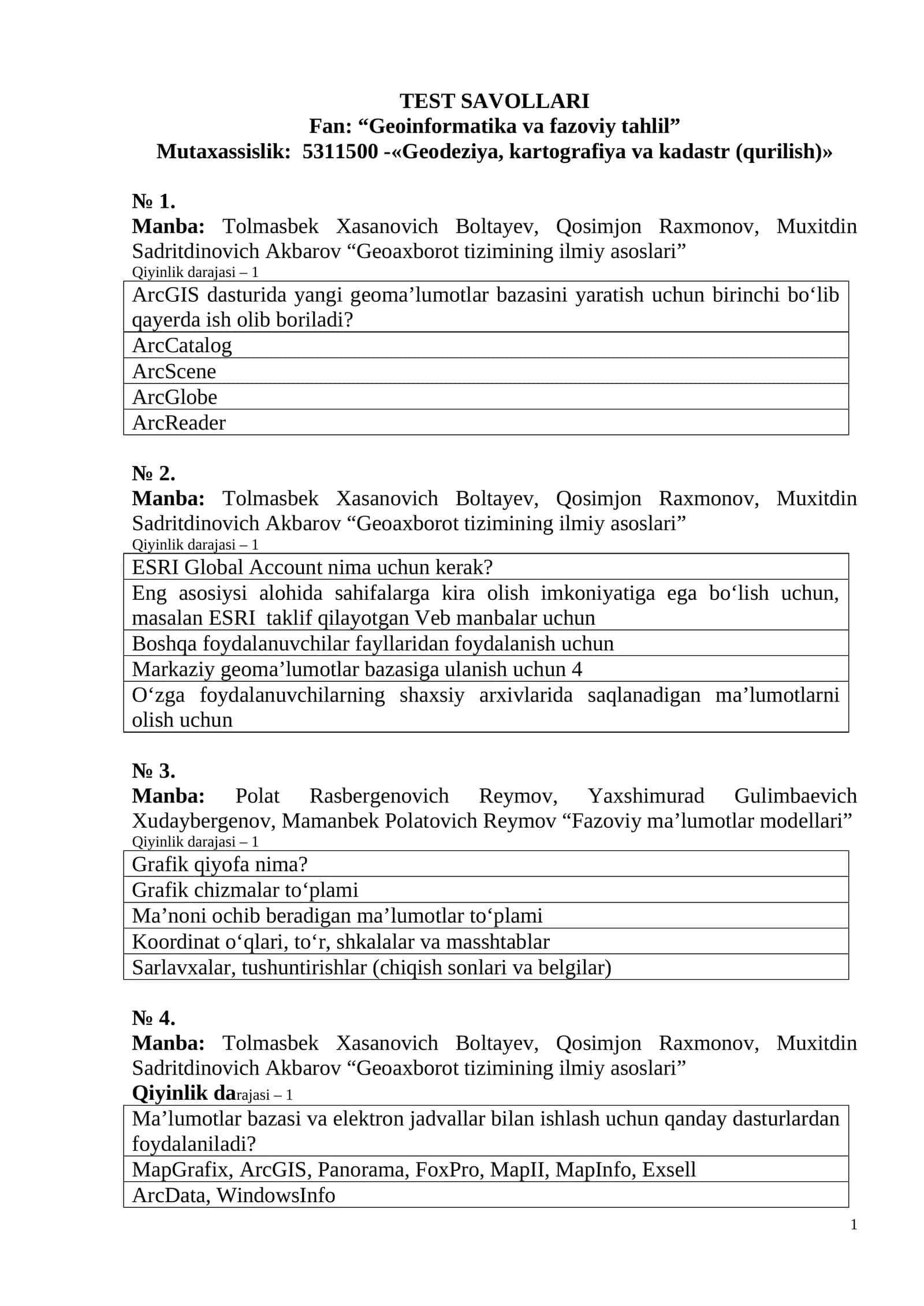 Geoaxborot tizimining ilmiy asoslari 1