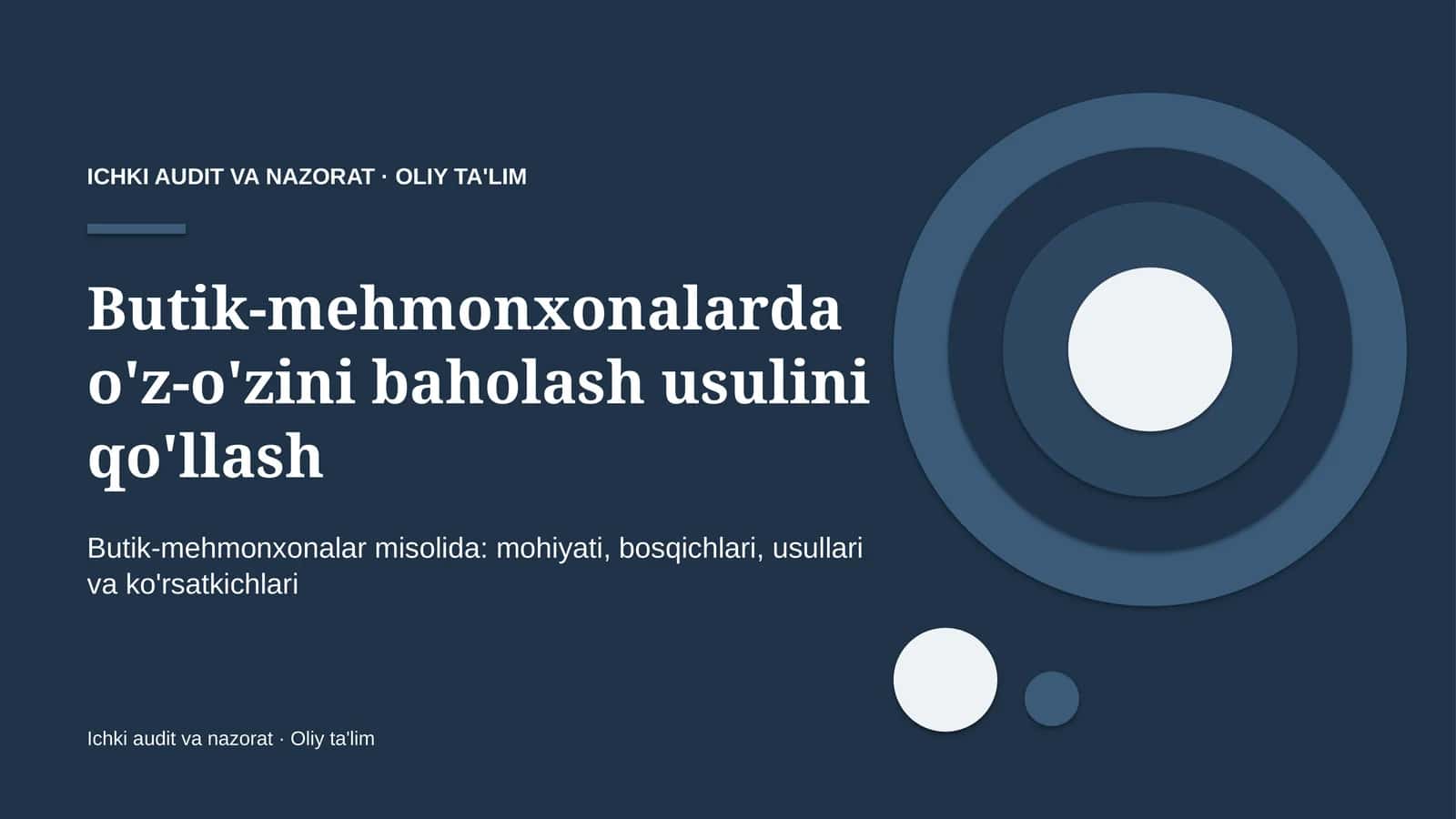 Ichki Audit va Nazorat · Oliy Ta'lim 1