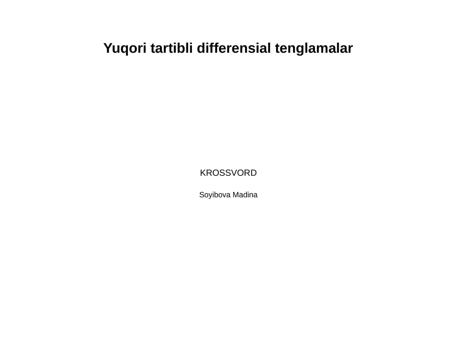 Yuqori tartibli differensial tenglamalar 1
