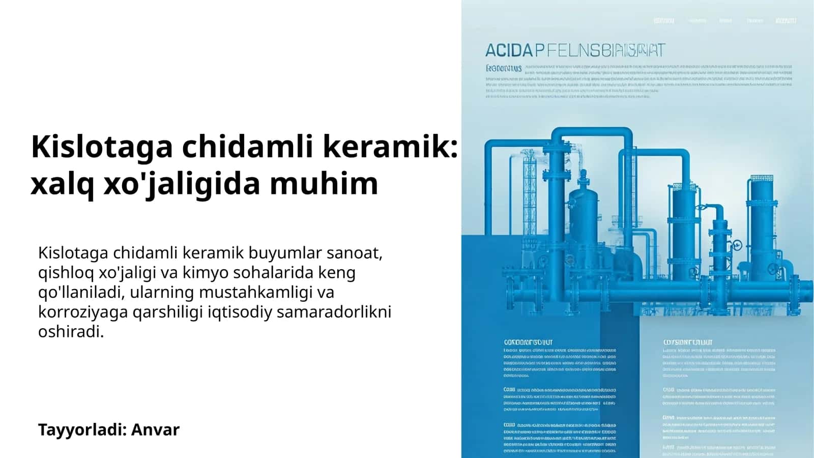 Kislotaga chidamli keramik 1