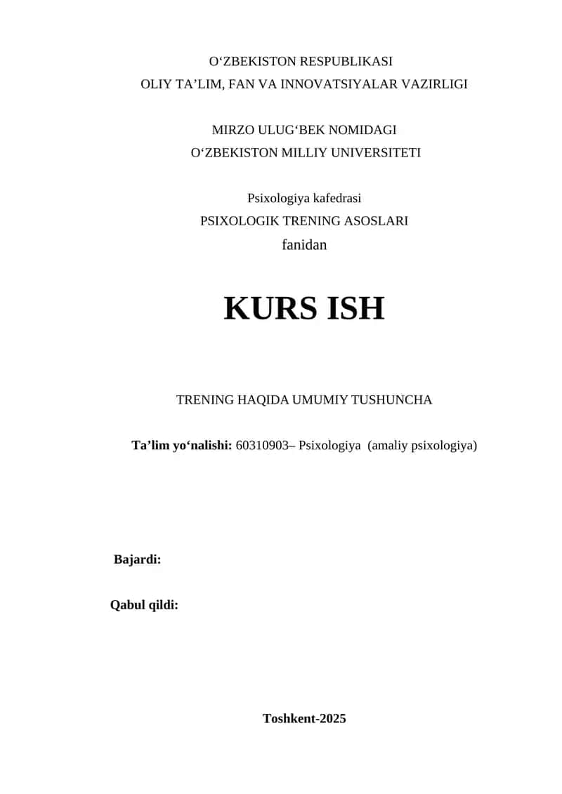 TRENING HAQIDA UMUMIY TUSHUNCHA 1