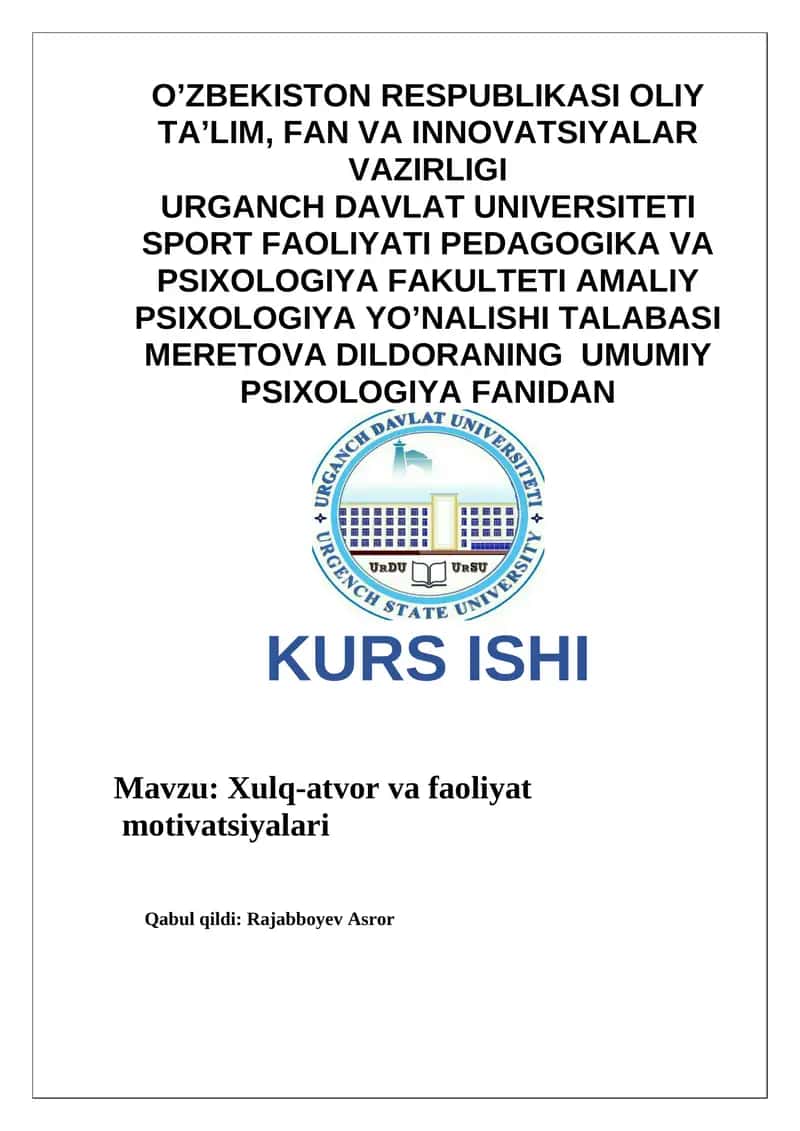 Amaliy Psixologiya Kurs Ishi 1