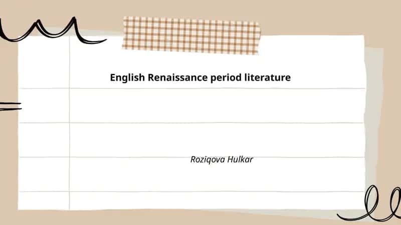 English Renaissance period literature 1