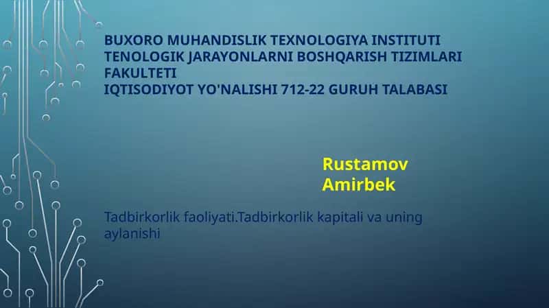 Tadbirkorlik faoliyati 1