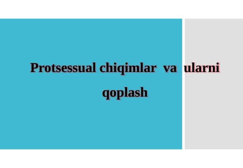 Protsessualchiqimlar va ularni qoplash 1
