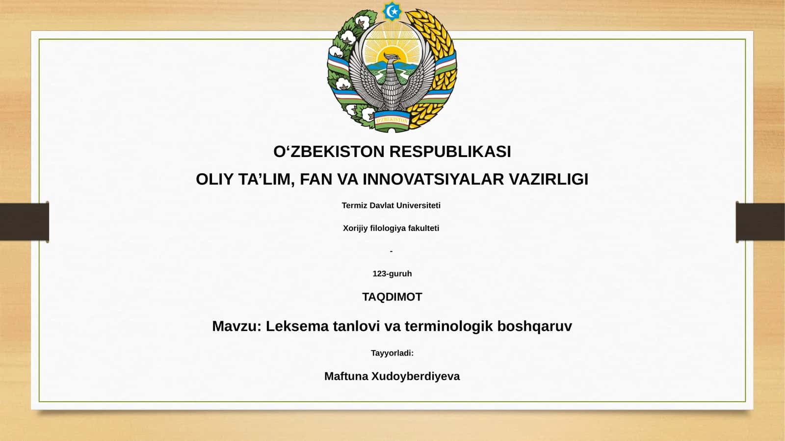 Leksema tanlovi va terminologik boshqaruv 1