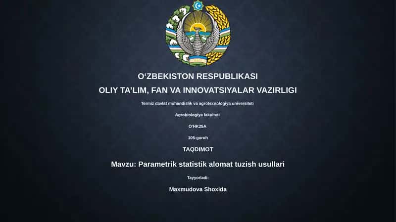 Parametrik statistik alomat tuzish usullari 1