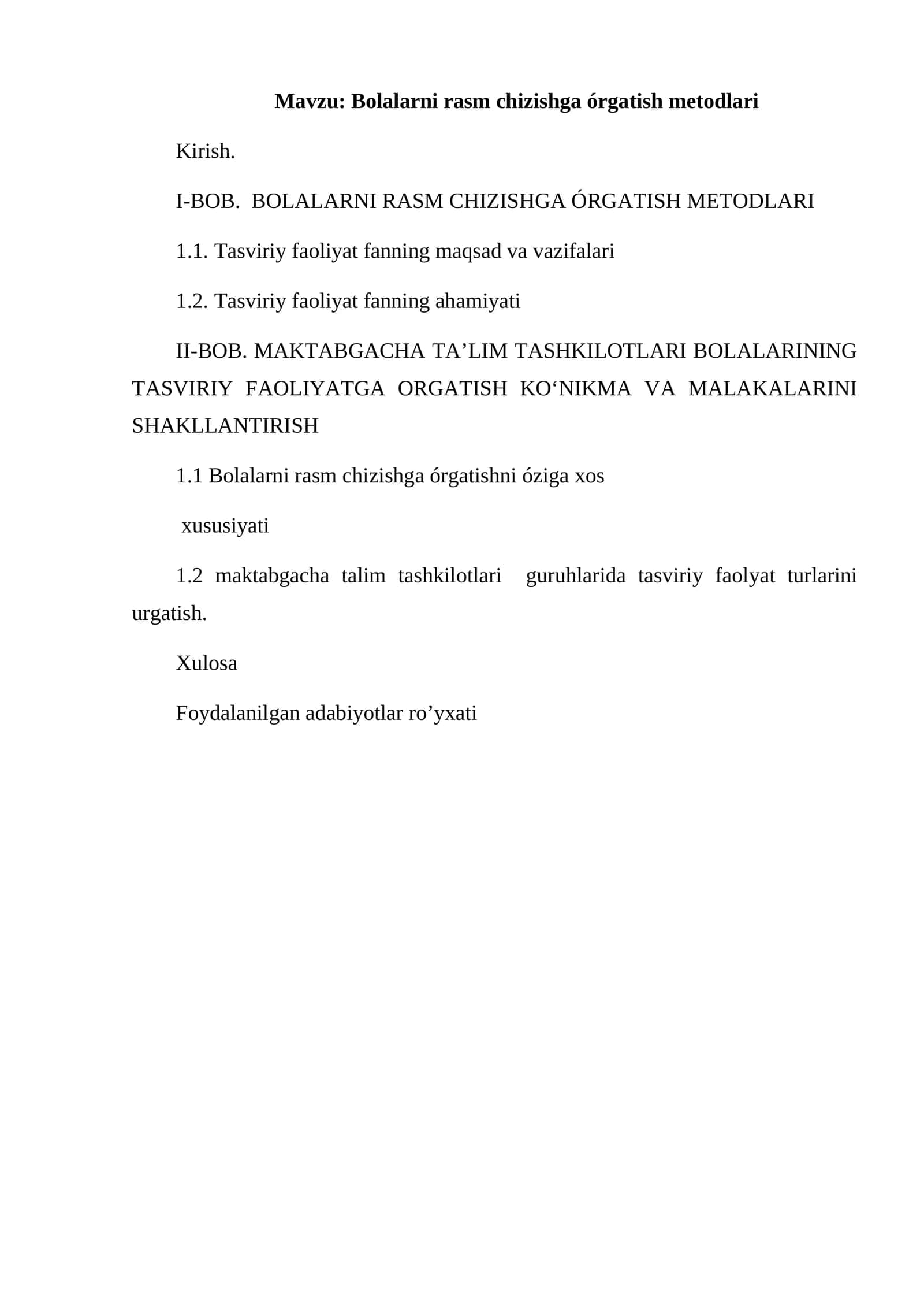 Bolalarni rasm chizishga órgatish metodlari 1