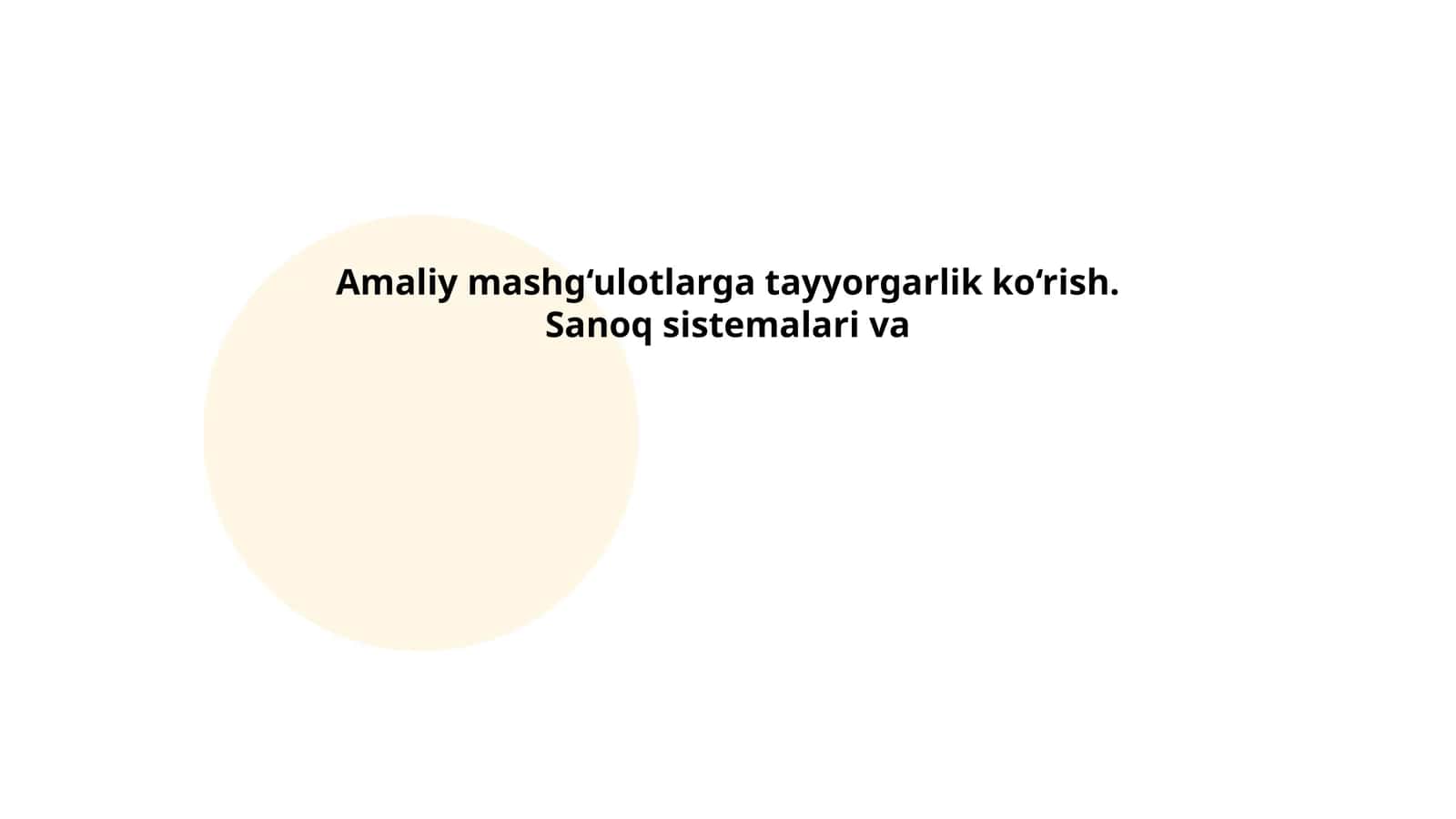Sanoq sistemalari va 1