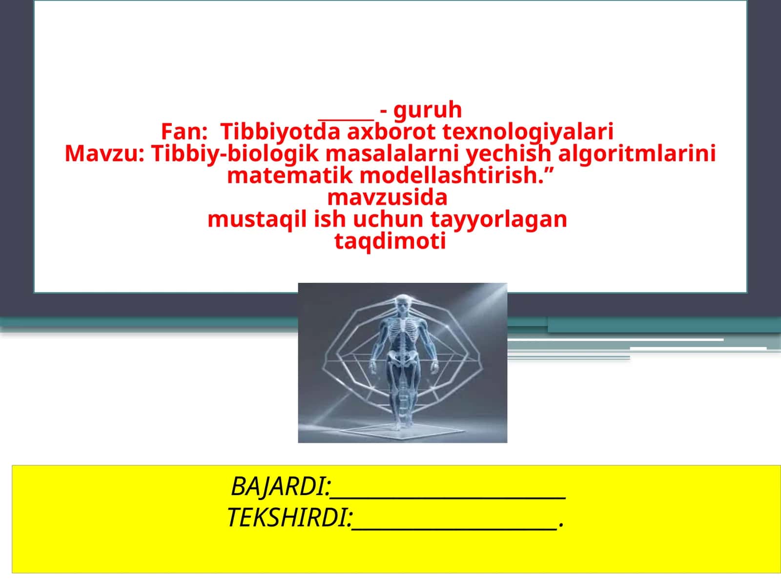 Tibbiyotda axborot texnologiyalari 1