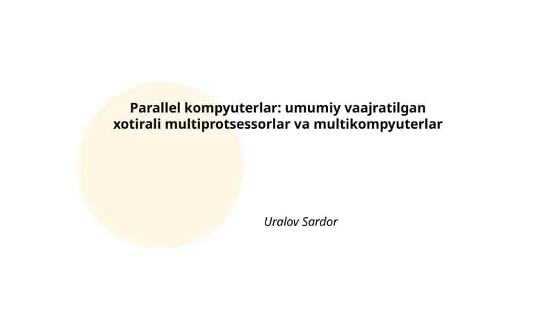 Parallel kompyuterlar 1