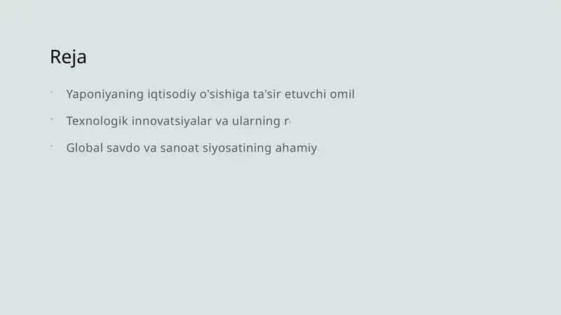 Yaponiyaning iqtisodiy o'sishiga ta'sir etuvchi omillar 1