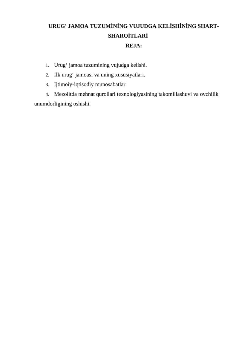 Urug' jamoa tuzumining vujudga kelishi 1