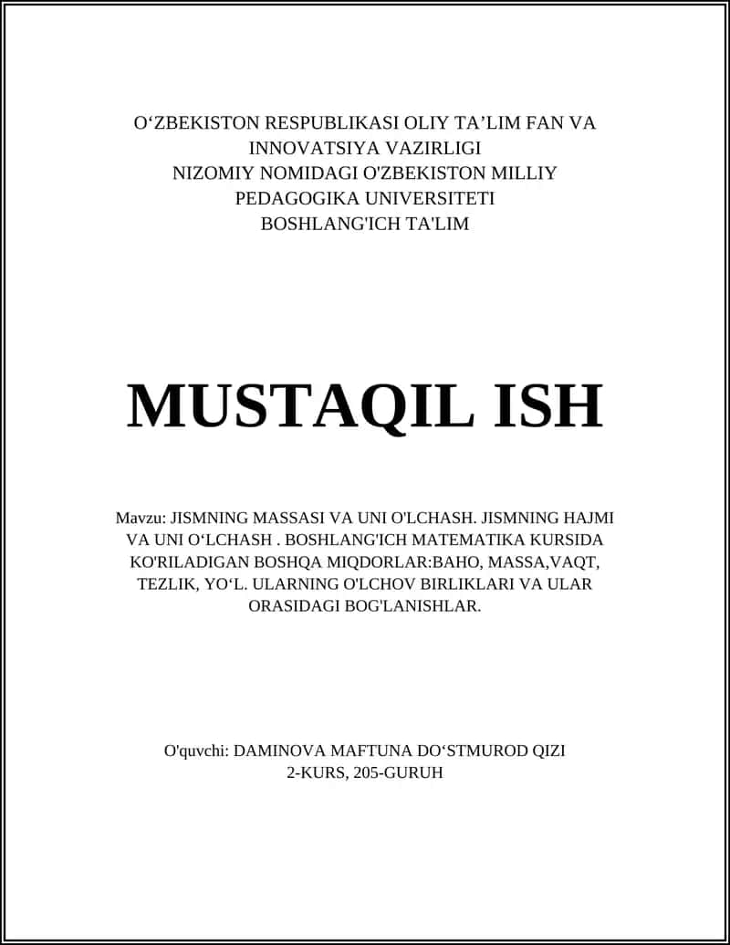Jismning massasi va uni o'lchash 1