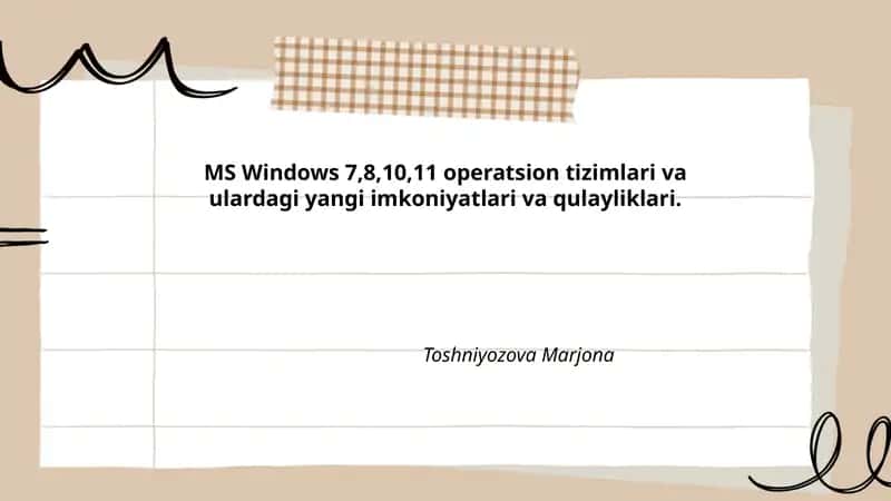 MS Windows 7,8,10,11 operatsion tizimlari 1
