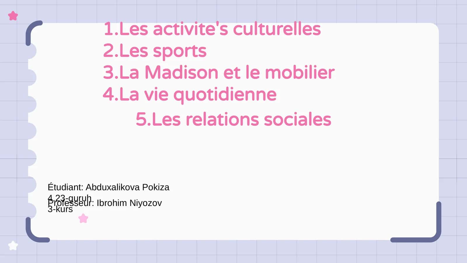 Introduction aux activités culturelles 1