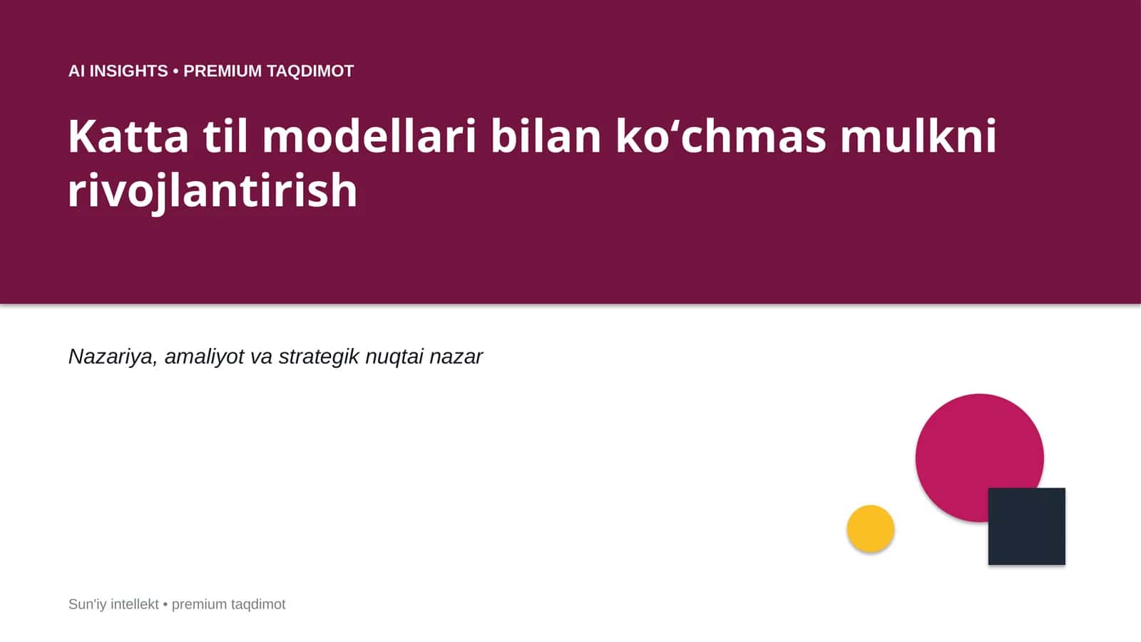 Katta til modellari bilan koʻchmas mulkni rivojlantirish 1