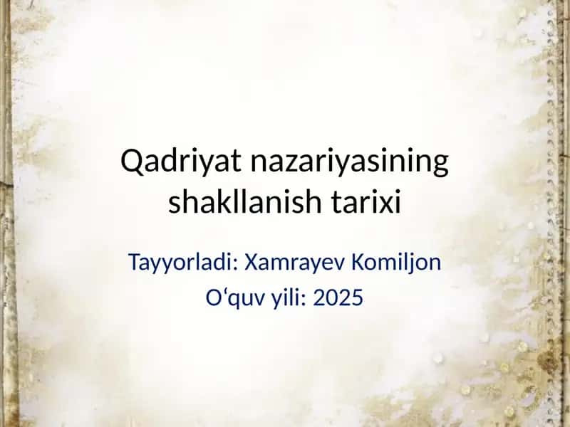 Qadriyat nazariyasining shakllanish tarixi 1