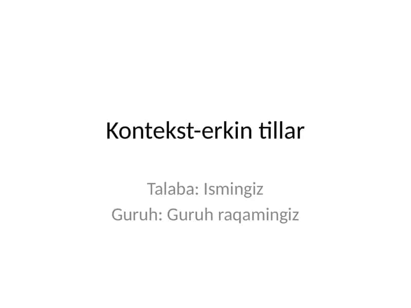 Kontekst-erkin tillar 1