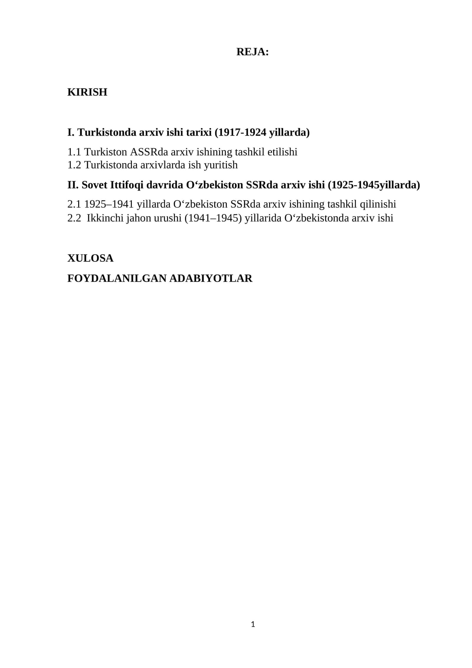 Milliy arxivlar bilan ishlash tarixi 1