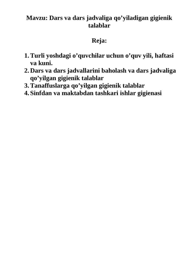Gigienik talablar 1