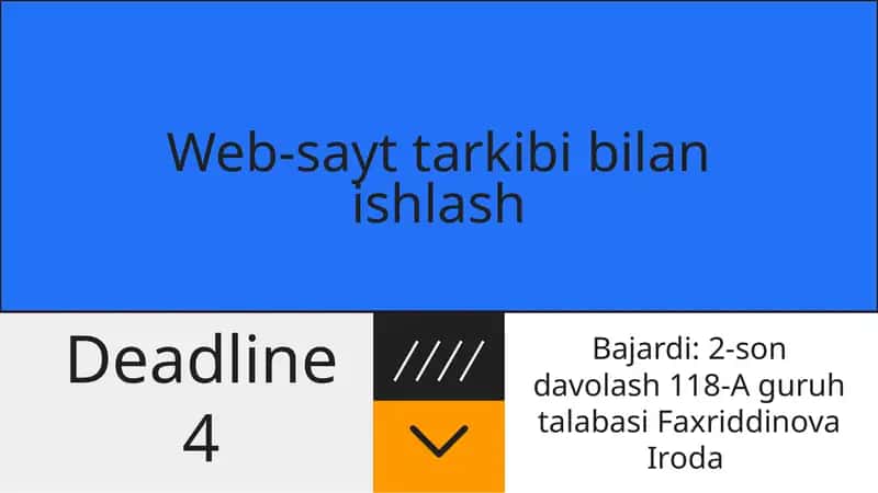 Veb-sayt tarkibi bilan ishlash 1