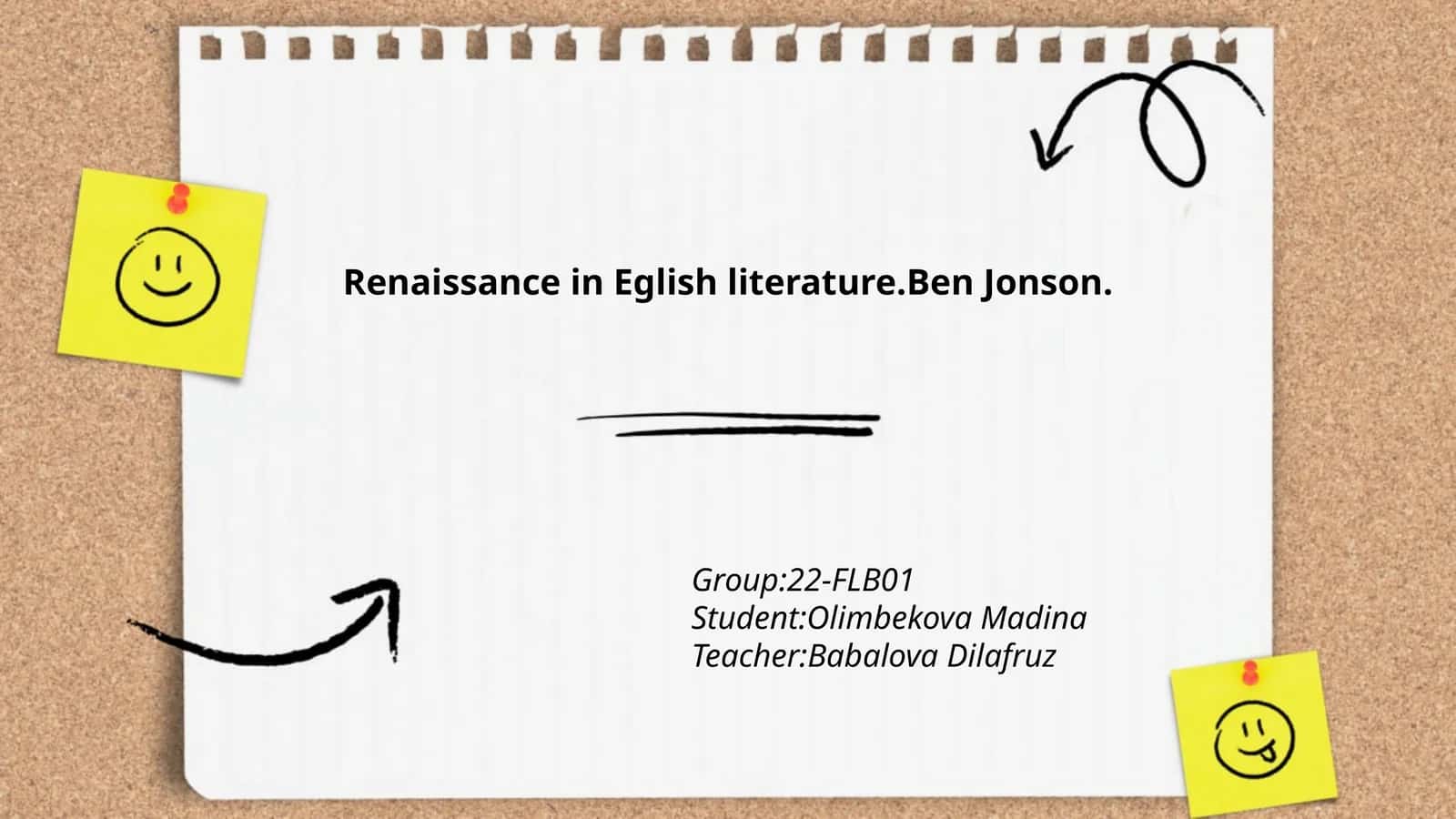 Renaissance in Eglish literature.Ben Jonson 1