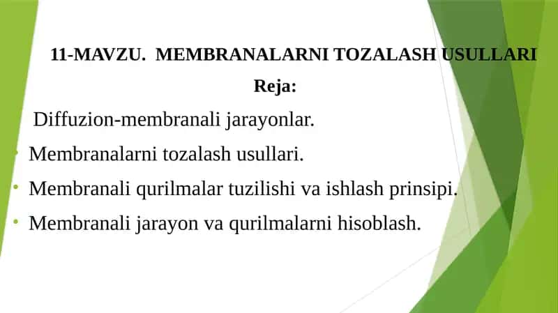 MEMBRANALARNI TOZALASH USULLARI 1
