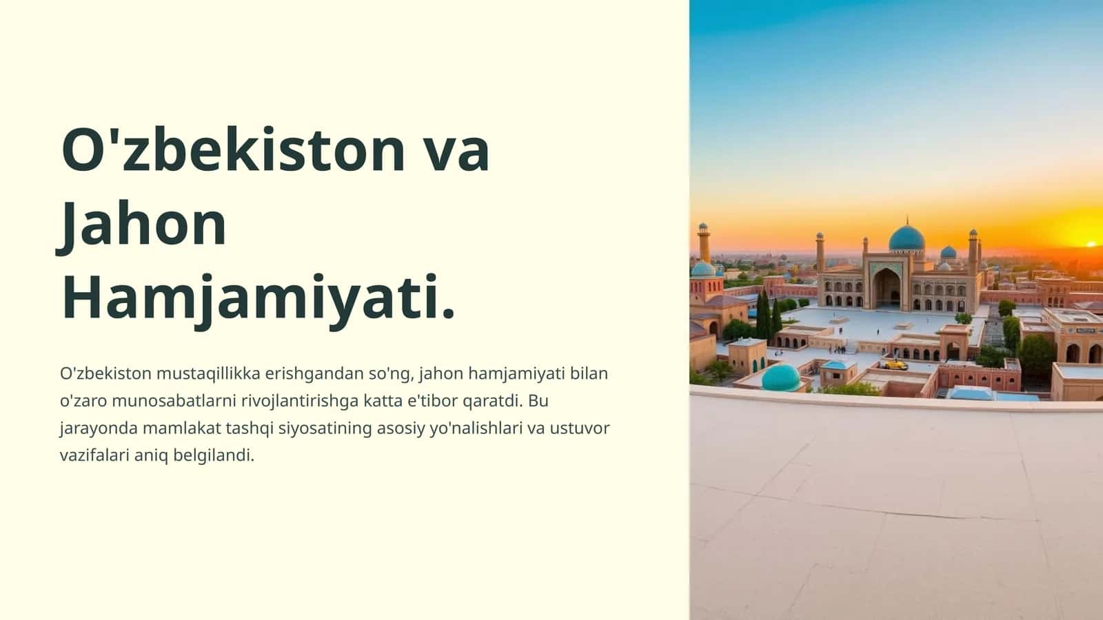 O'zbekiston va Jahon Hamjamiyati 1