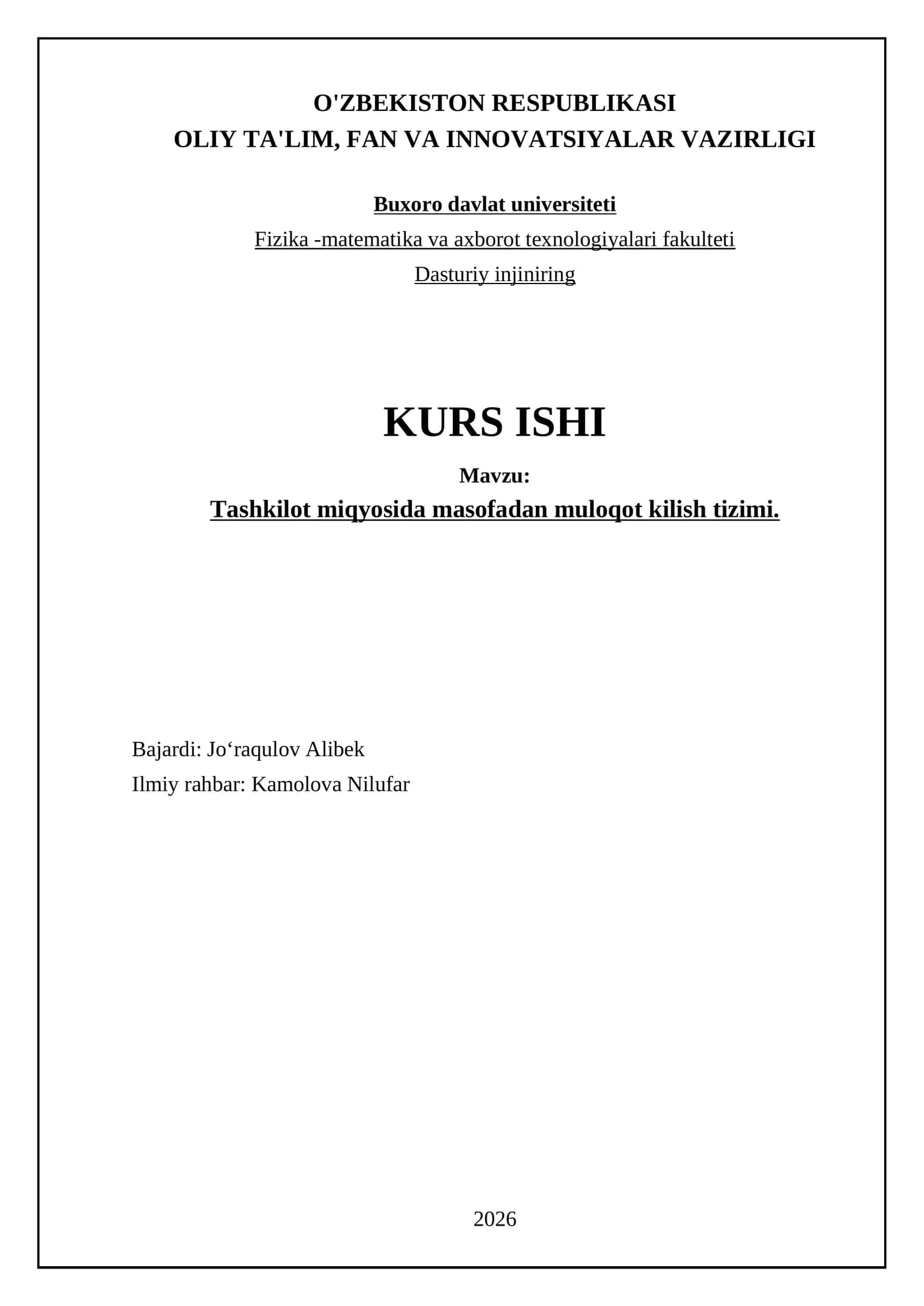 Tashkilot miqyosida masofadan muloqot kilish tizimi 1