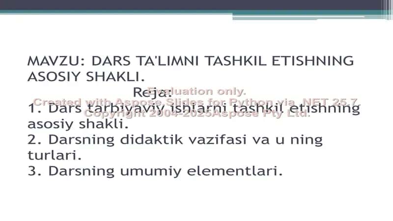 dars taʼlimini tashkil etish 1