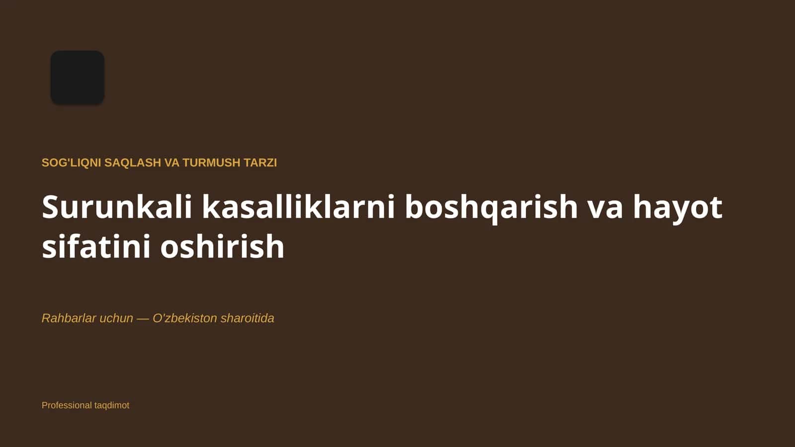 SOG'LIQNI SAQLASH VA TURMUSH TARZI 1