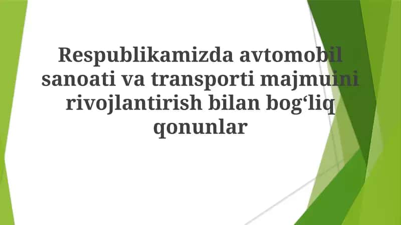 Avtomobilsozlik tarmoq qoidalari 1