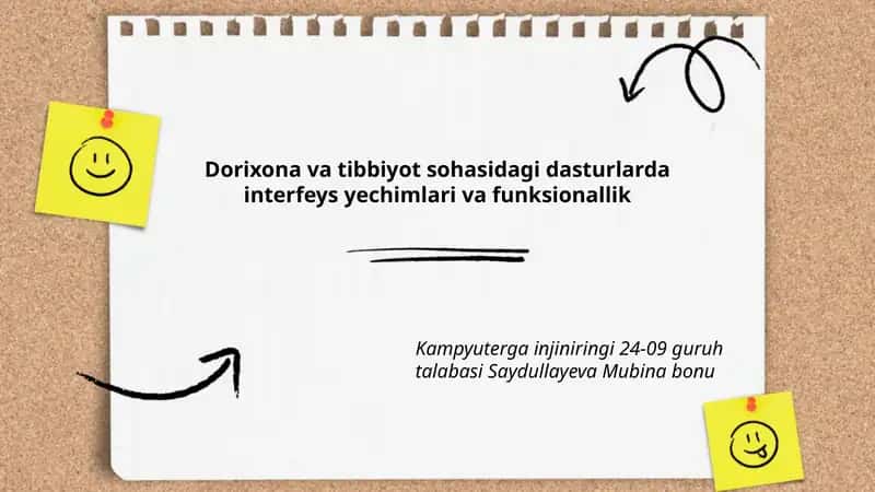 Dorixona va tibbiyot sohasidagi dasturlarda interfeys yechimlari va funksionallik 1