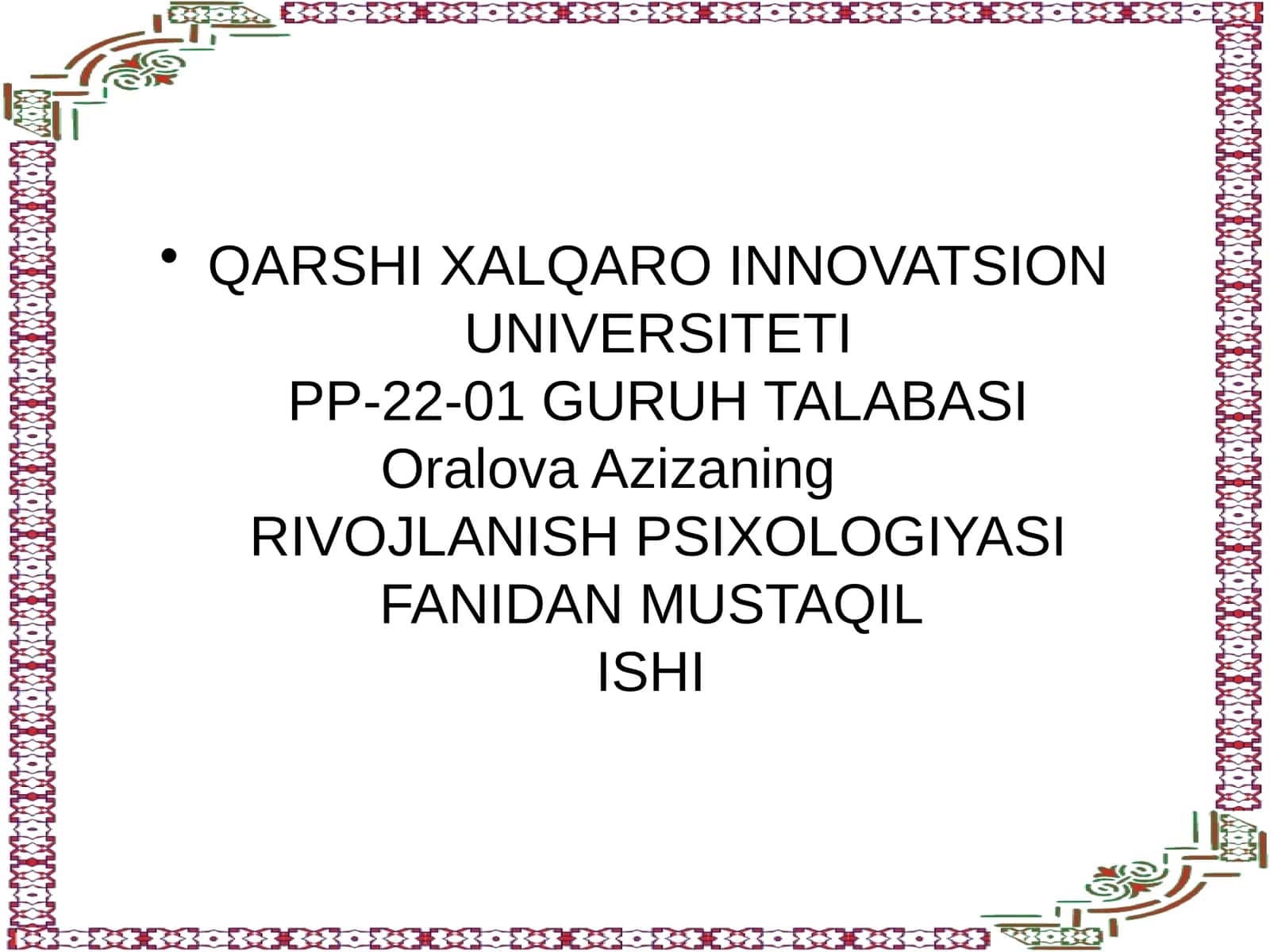 RIVOJLANISH PSIXOLOGIYASI 1