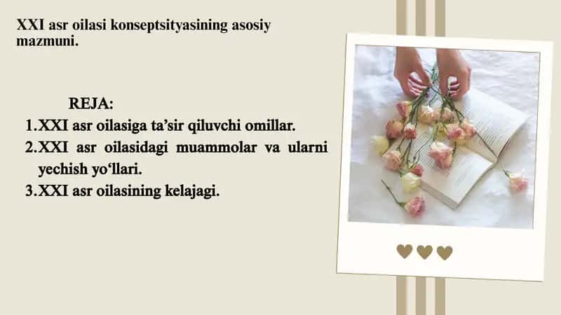 XXI asr oilasi konseptsityasining asosiy mazmuni. 1
