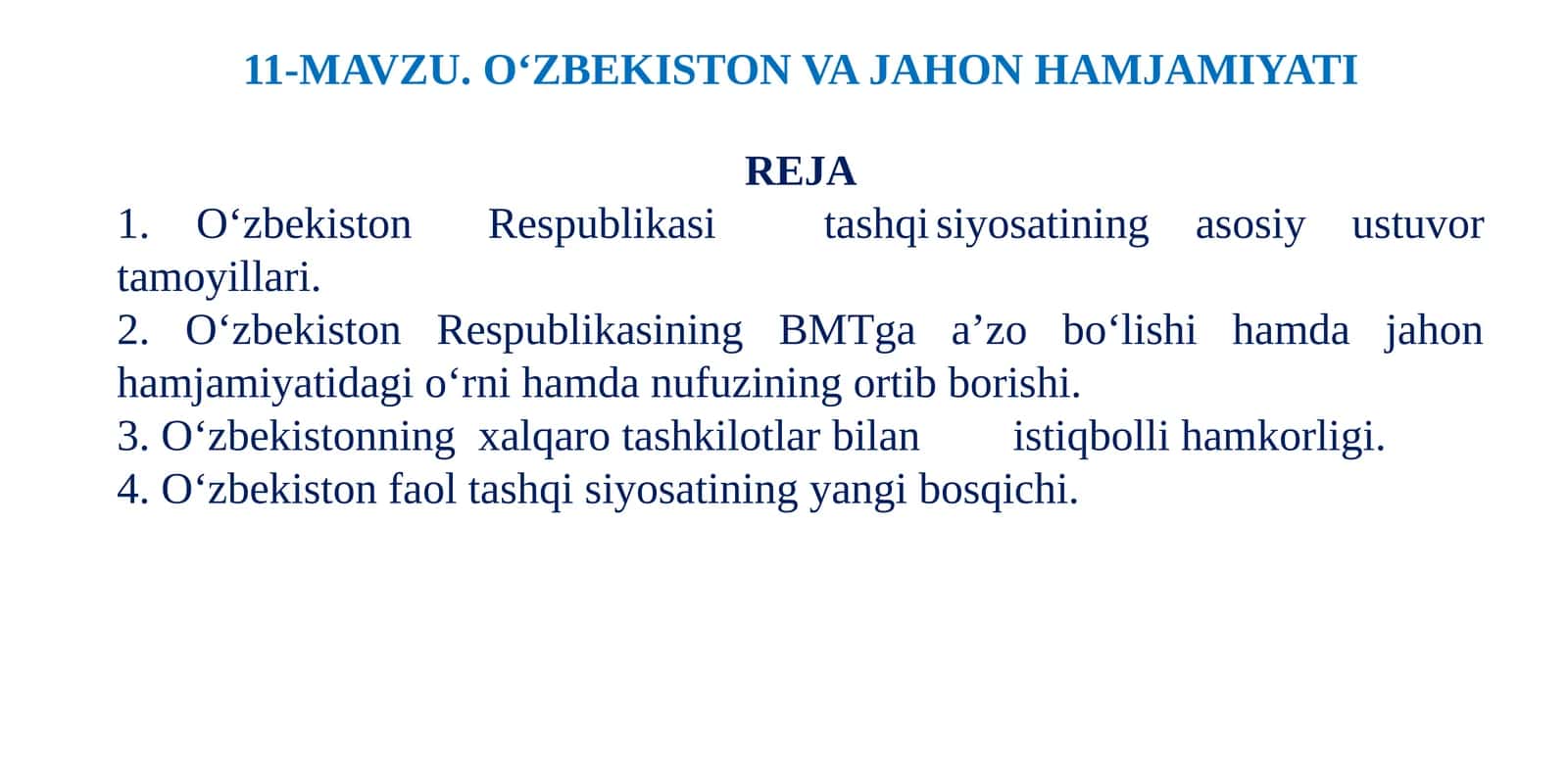 O‘zbekiston va jahon hamjamiyatiga doir 1
