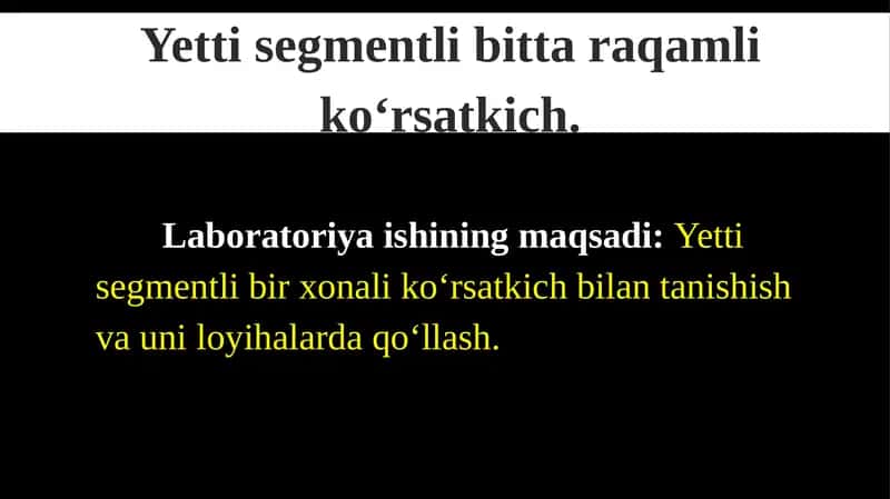 Yetti segmentli bitta raqamli ko‘rsatkich 1