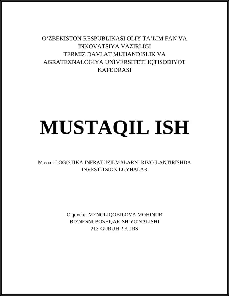 Logistika Markazlari Yaratish 1