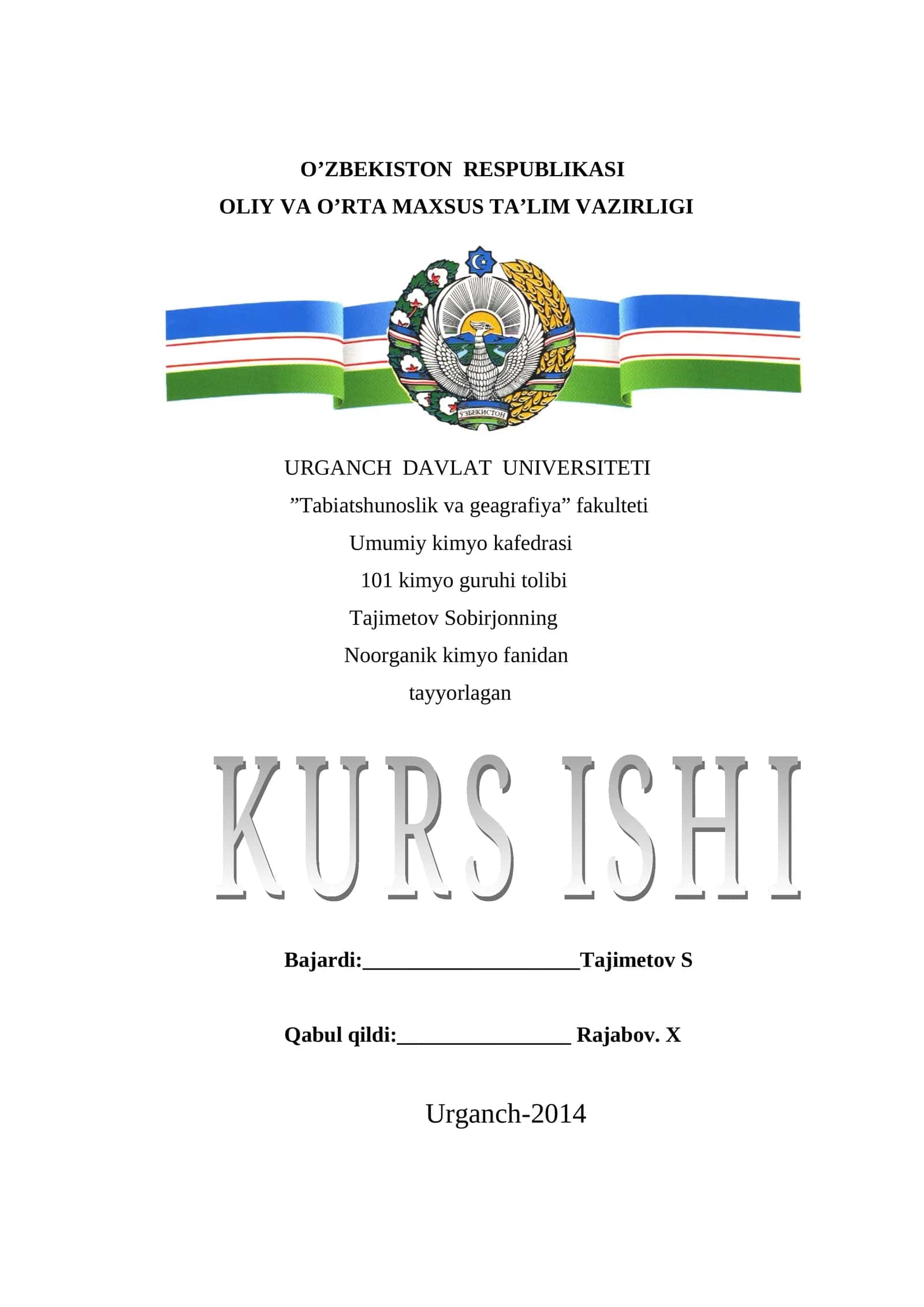 Rux elementi kimyo fanidan 1